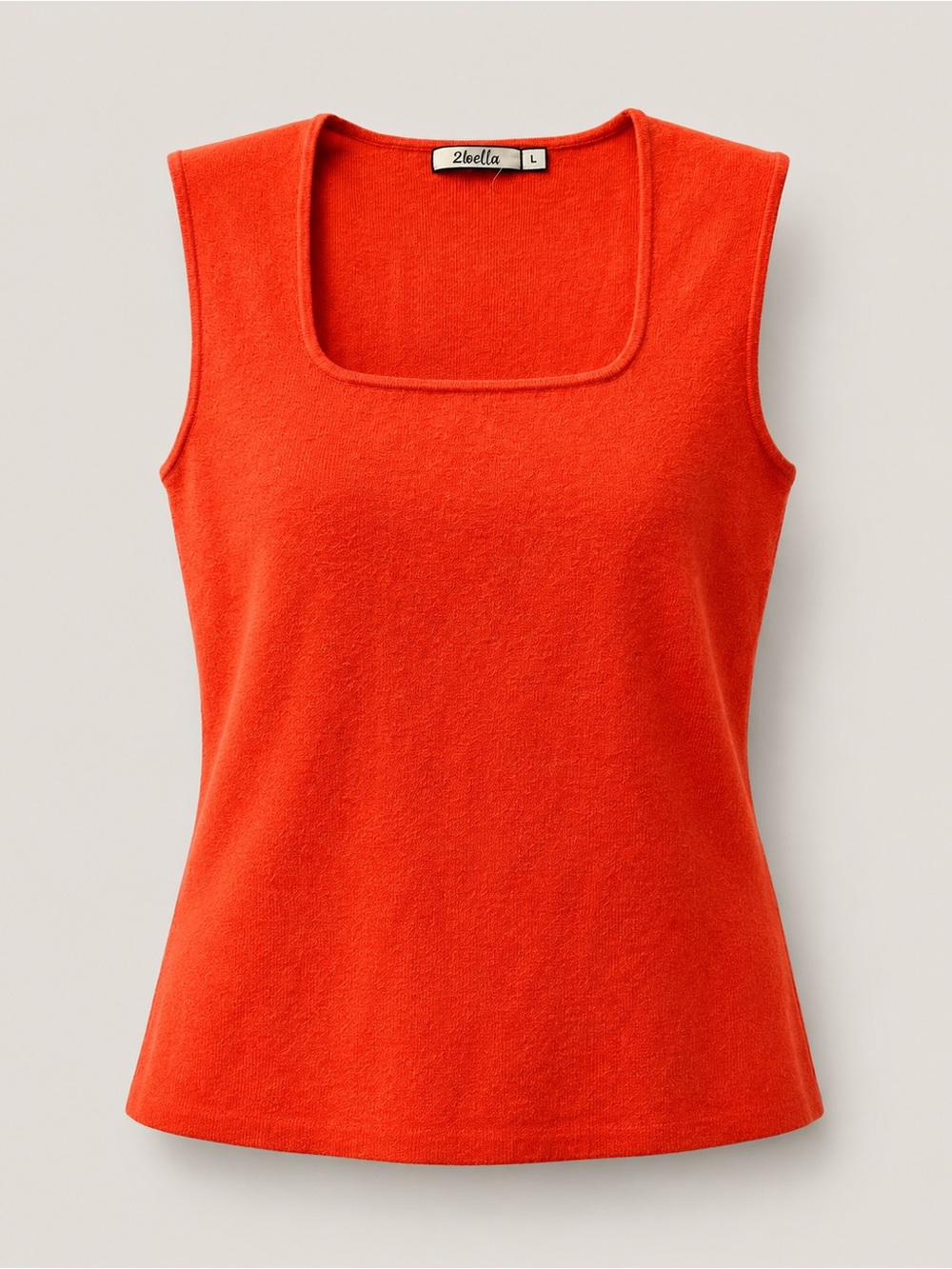 2Bella Boutique Silk Blend Coral Square Neck Sweater Tank NWT Large